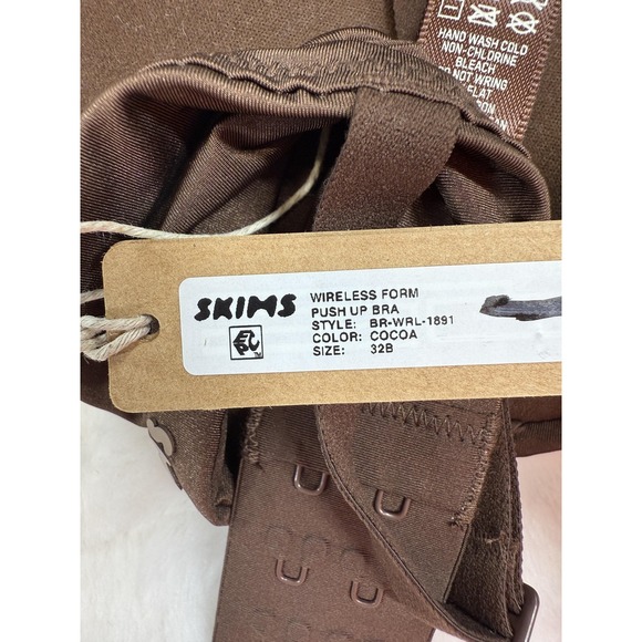 Skims Wireless Form Push Up Bra Womens 32B Cocoa Brown Seamless Logo Intimates - Picture 10 of 10
